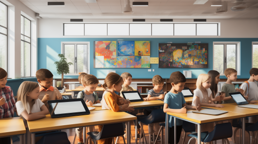 Illustration von Schulkindern in einem Klassenzimmer
